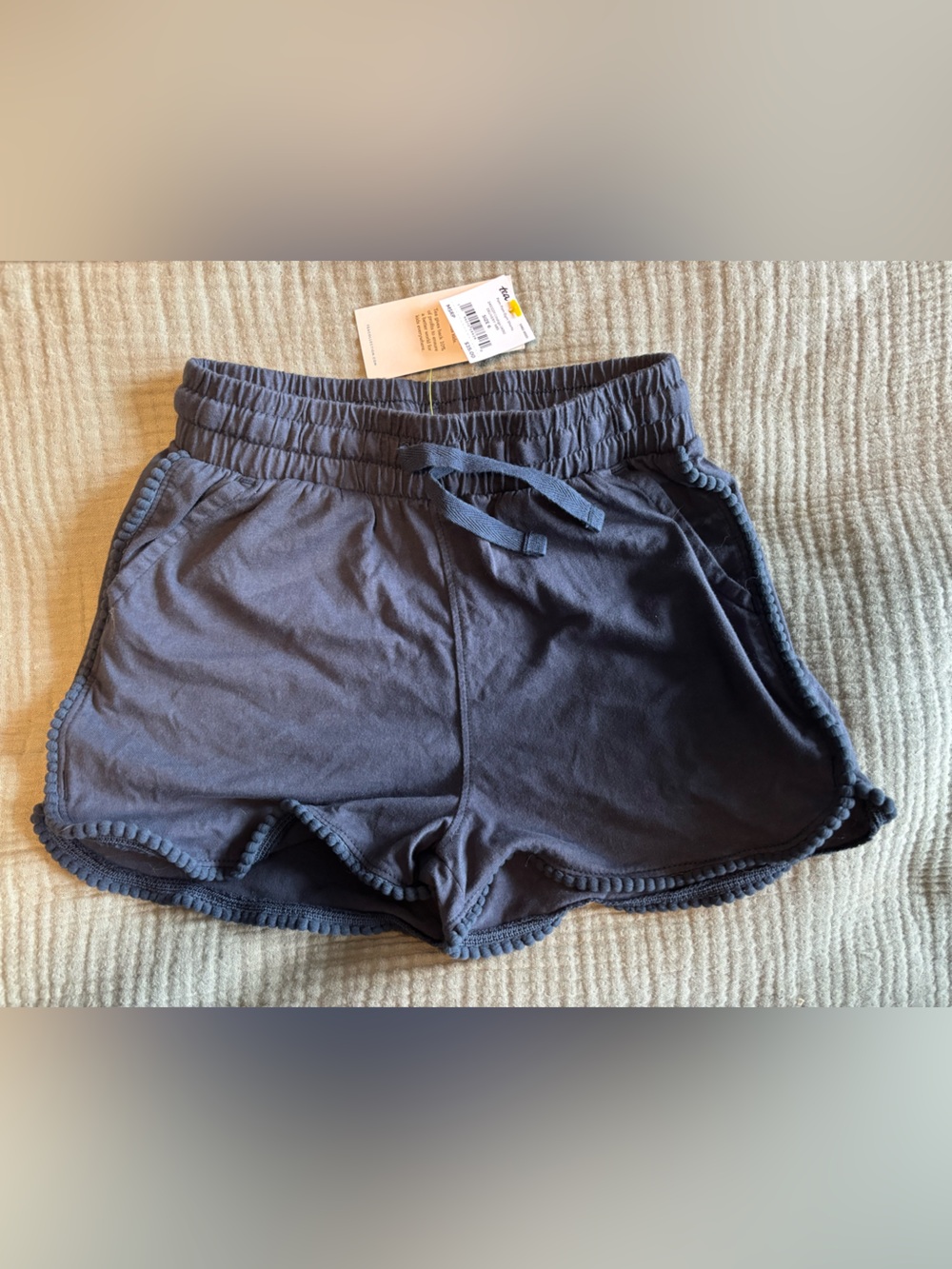 Tea Collection Girls' Navy Drawstring Scallop-Trim Shorts